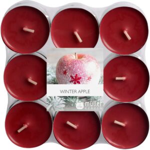 müller Kerzen Duftkerze Teelichter Winter Apple, Rot, 18 Stück