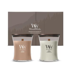 Woodwick Giftset 2 Medium Jar Glas, Sojawachsmischung, Schwarz